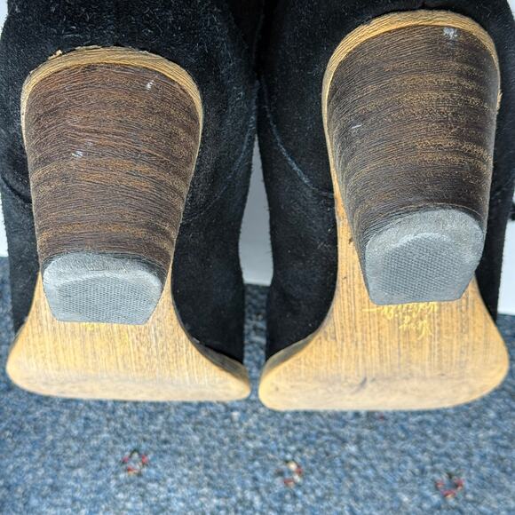 VERY VOLATILE Size 8 Fringe Cowboy Boots Black Suede Western Boho Country Chic - Picture 5 of 11